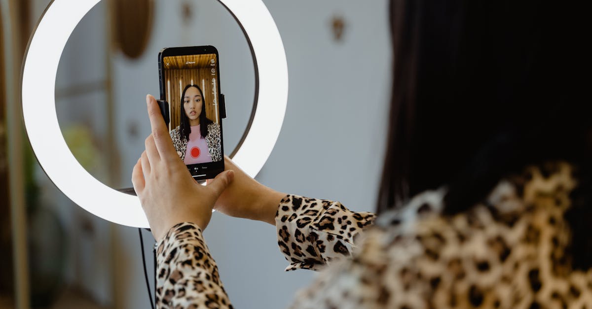 Live streaming studio with ring light